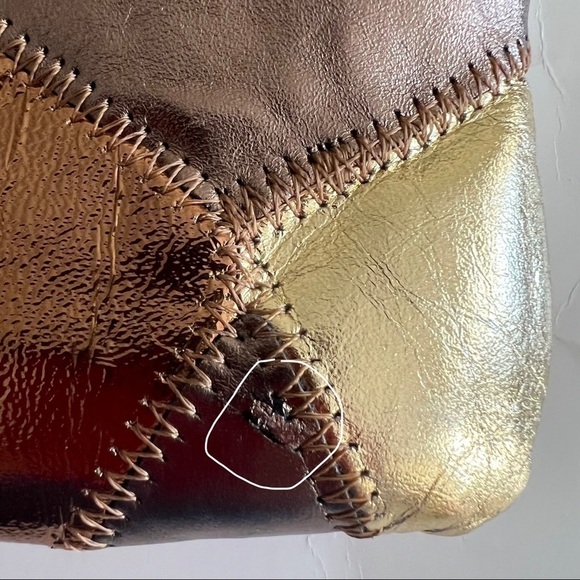 Vintage Metallic Leather Patchwork Shoulder Bag / Clutch - Picture 9 of 13